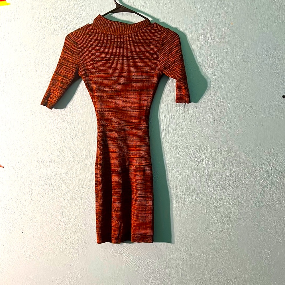 Brown and black crewneck sweater dress